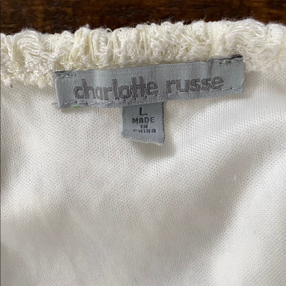 Charlotte Russe cream lace off the shoulder crop - Picture 4 of 5